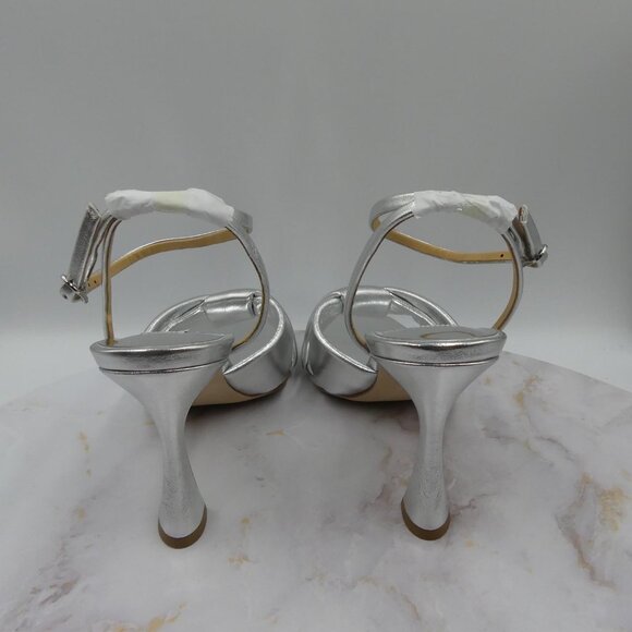 Badgley Mischka Dress Shoes Silver Brinlee II Sillea Heels Sandals - Picture 2 of 15